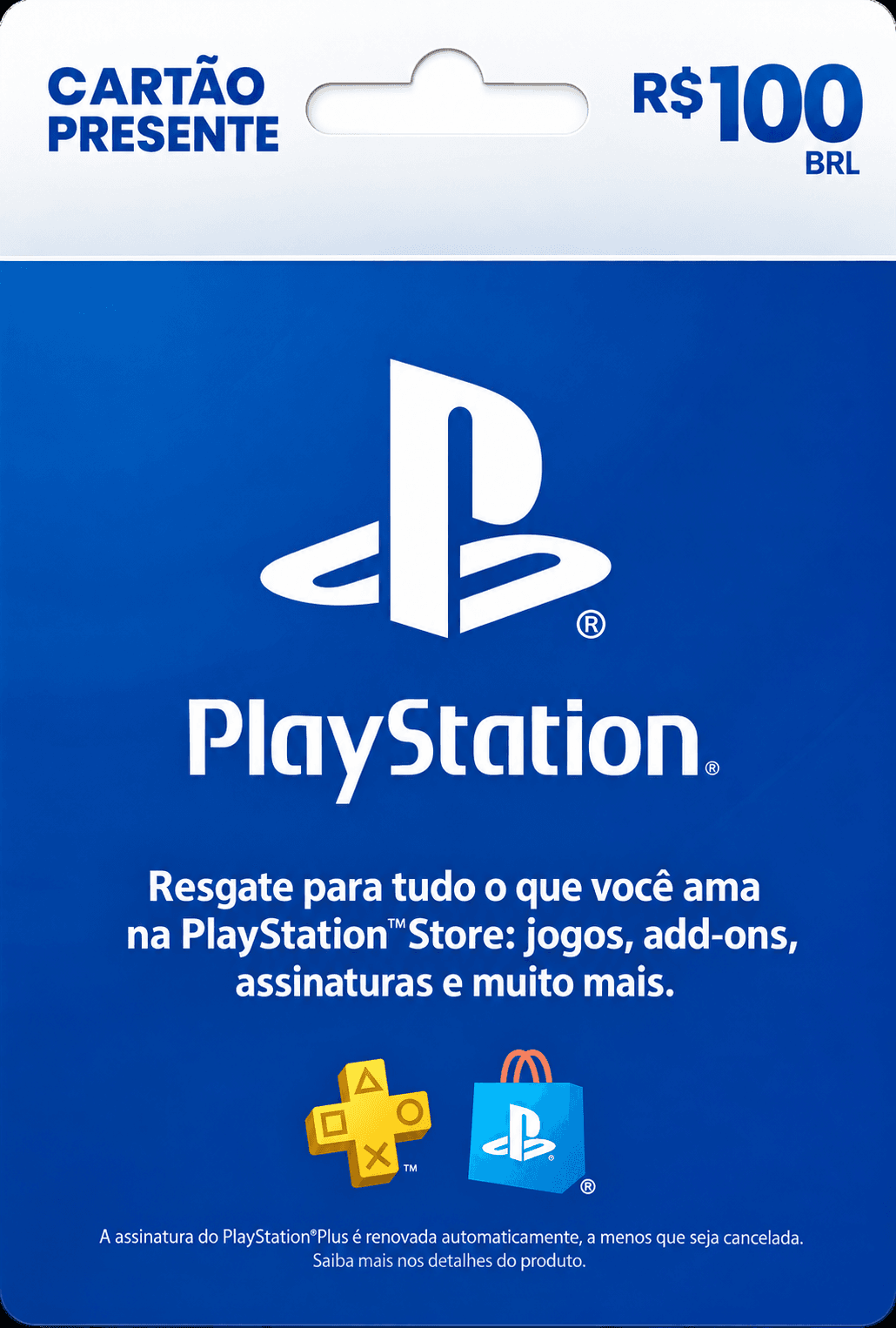 Capa de Cartão Presente PlayStation R$ 100,00